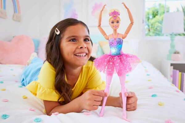 Barbie Dreamtopia Doll, Twinkle Lights Posable Ballerina with 5 Light-Up Shows, Sparkly Pink Tutu, Blonde Hair & Hair Accessory - Image 2