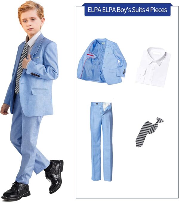 ELPA ELPA Boys Linen Suits Set, Boys Slim Fit Suit for Leisure or Party Holiday - Image 3