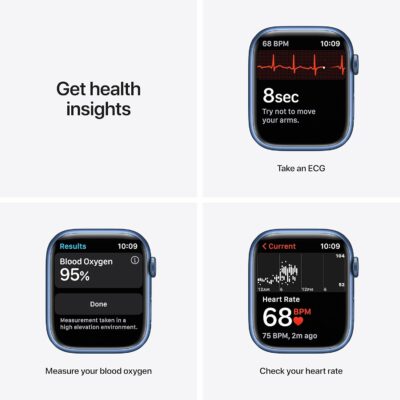 Apple Watch Series 7 [GPS + Cellular 45mm] Smart Watch w/Blue Aluminum Case with Abyss Blue Sport Band. Fitness Tracker, Blood Oxygen & ECG Apps, Always-On Retina Display, Water Resistant - Image 3