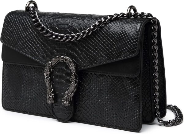 MYHOZEE Crossbody Bags for Women - Snake Printed Clutch Purses Leather Chain Shoulder Bags Evening Handbags