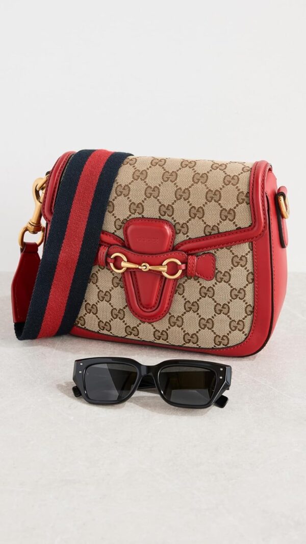 WHAT GOES AROUND COMES AROUND Women's Pre-Loved Gucci Red Canvas Lady Web Shoulder Bag - Image 3