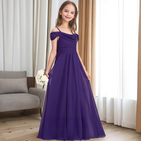 Off The Shoulder Junior Bridesmaid Dresses for Wedding Teens Chiffon Flower Girl Dress Pageant Gown - Image 2