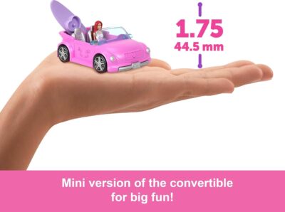 Barbie Mini BarbieLand Doll & Toy Vehicle Set, 1.5-inch Doll & Beach Convertible with Color-Change, Plus Beach Accessory - Image 4