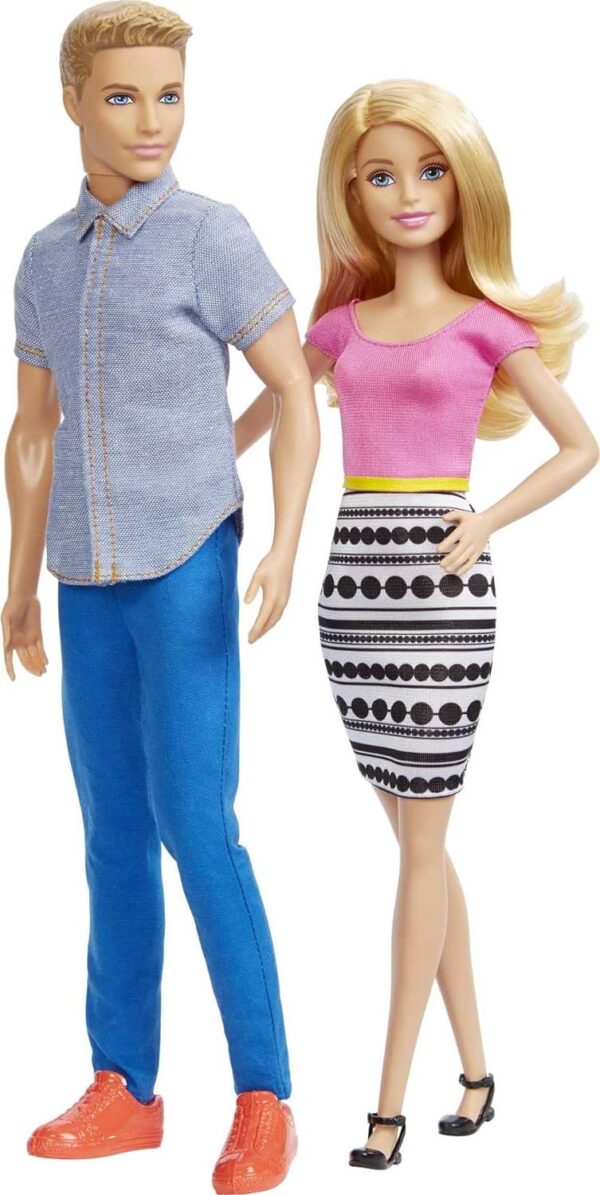 Barbie & Ken Doll Set, 2-Pack of Fashion Dolls Featuring Removable Clothes Including Denim Button Down & Pink Blouse (Amazon Exclusive) - Image 2