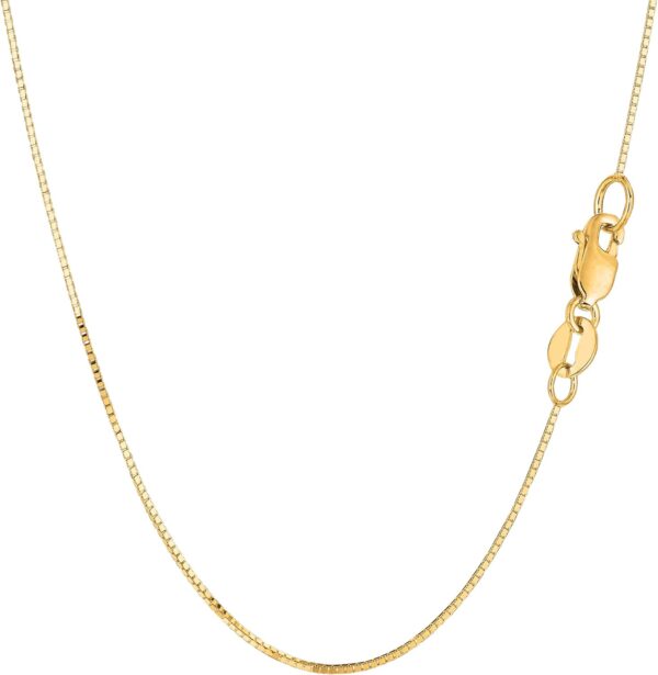 Jewelry Affairs 14k Yellow Solid Gold Mirror Box Chain Necklace, 0.7mm