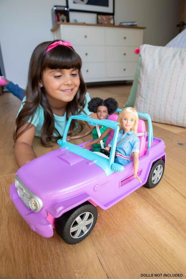 Barbie Toy Car, Doll-Sized SUV, Purple Off-Road Vehicle with 2 Pink Seats & Treaded, Rolling Wheels - Image 2