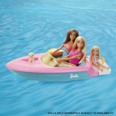 Barbie Toy Boat with Pet Puppy, Life Vest & Beverage Accessories, Fits 3 Dolls & Floats in Water - Image 3