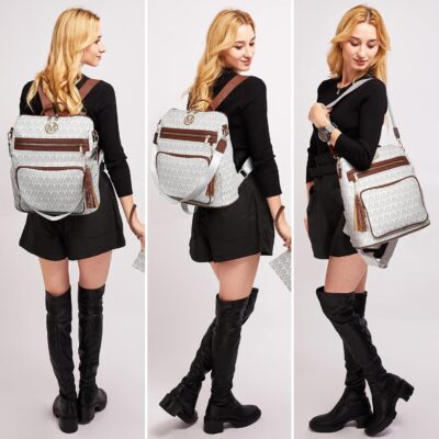 MKP COLLECTION Women Fashion Backpack Purse Convertible Large Ladies Rucksack Versatile Travel Shoulder Bags Handbag Set with Tassel (2pcs) - Image 2