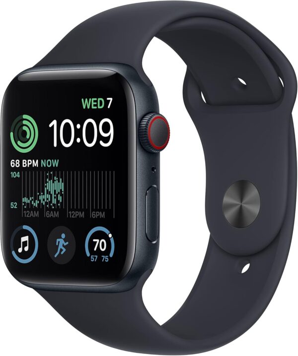 Apple Watch SE (2nd Gen) (GPS + Cellular, 44mm) - Midnight Aluminum Case with Midnight Sport Band, S/M (Renewed)