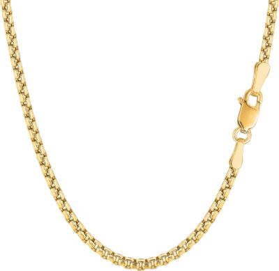 Jewelry Affairs 14K Yellow Gold Filled Round Box Chain Necklace, 3.4mm Wide