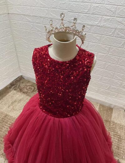 Mulanbridal Sequins Princess Flower Girl Dress Tulle Kids Bridesmaid Wedding Party Pageant Ball Gowns - Image 4