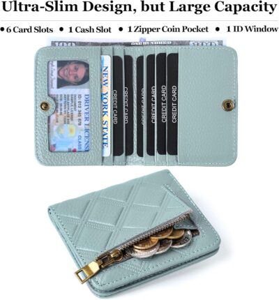 Womens Wallet RFID Blocking Small Compact Bifold Genuine Leather Pocket Wallet Mini Wallets for Women Ladies Purse - Image 2