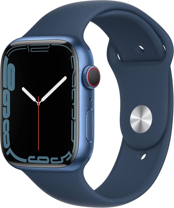 Apple Watch Series 7 [GPS + Cellular 45mm] Smart Watch w/Blue Aluminum Case with Abyss Blue Sport Band. Fitness Tracker, Blood Oxygen & ECG Apps, Always-On Retina Display, Water Resistant