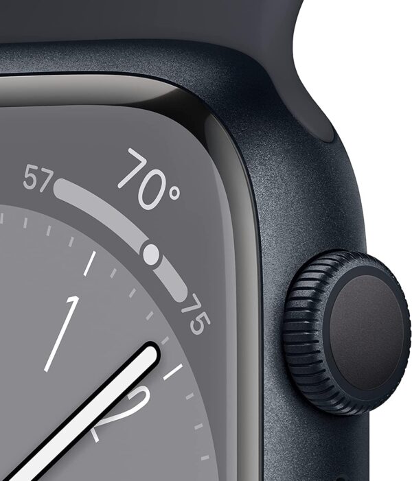 Apple Watch Series 8 [GPS, 41mm] - Midnight Aluminum Case with Midnight Sport Band, M/L (Renewed) - Image 3