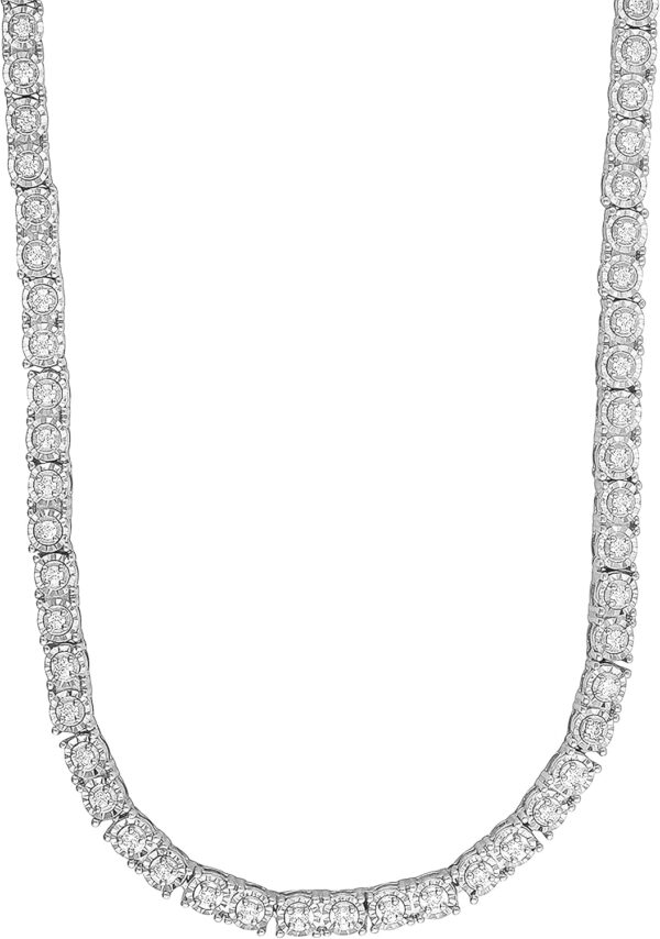 2 Carat Natural Diamond Tennis Necklace for Women (J-K, I3) | Miracle Plated Sterling Silver | Fine Jewelry for Her | Timeless Design | Gift Box Included