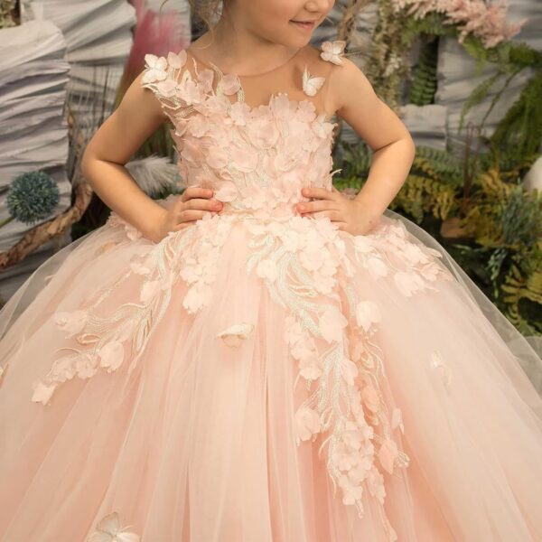 Flower Girls Dresses for Wedding 3D Butterfly Appliques First Communion Dresses Tulle Pageant Dress - Image 3