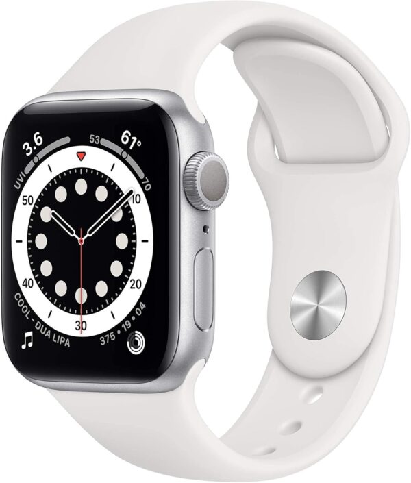 Apple Watch Series 6 (GPS, 40mm) - Silver Aluminum Case with White Sport Band (Renewed)