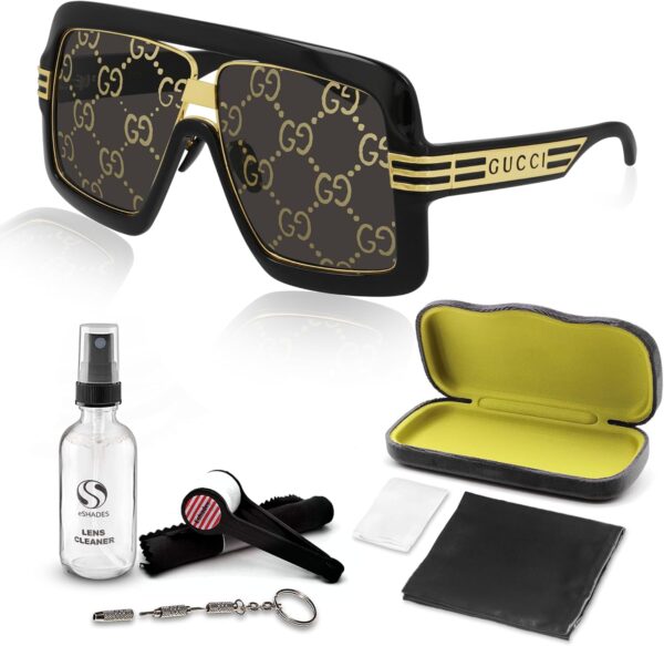 Gucci GG0900S Flat Top Mask Logo Lenses Sunglasses + Bundle with eSHADES Luxury Eyewear Kit