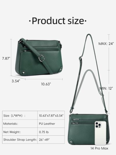 WESTBRONCO Crossbody Bags for Women, Medium Size Shoulder Handbags, Satchel Purse with Multi Zipper Pocket - Image 3