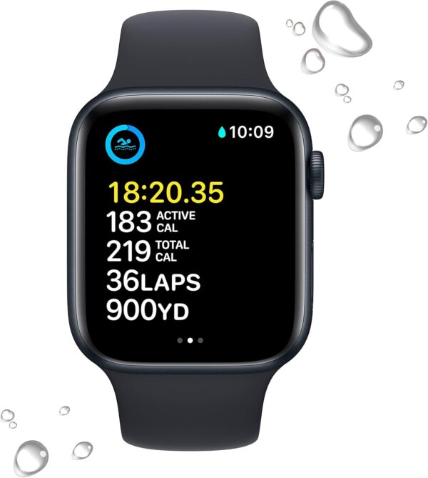 Apple Watch SE (2nd Gen) (GPS + Cellular, 44mm) - Midnight Aluminum Case with Midnight Sport Band, S/M (Renewed) - Image 4