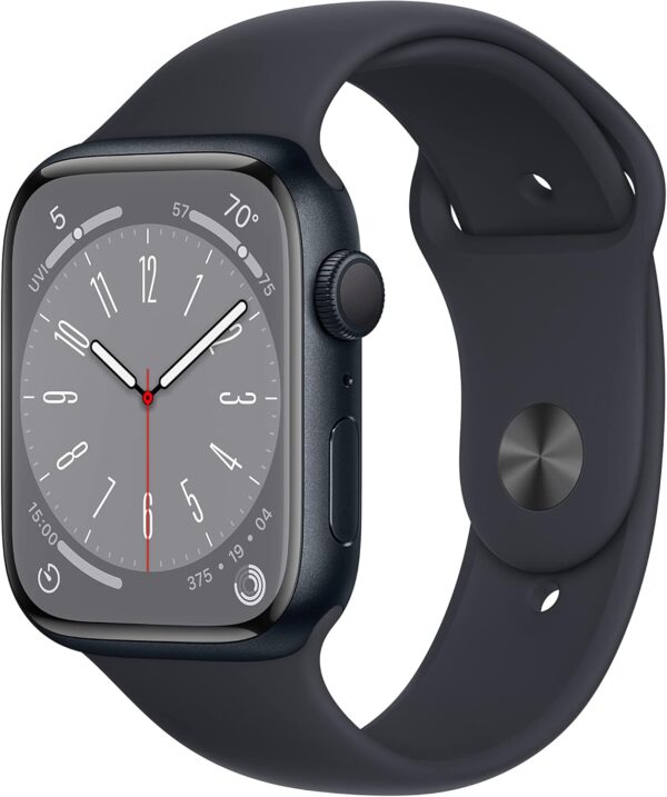 Apple Watch Series 8 [GPS, 45mm] - Midnight Aluminum Case with Midnight Sport Band, M/L (Renewed)