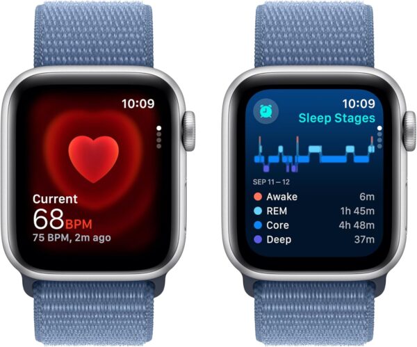 Apple Watch SE (2nd Gen) [GPS 40mm] Smartwatch with Silver Aluminum Case with Winter Blue Sport Loop. Fitness & Sleep Tracker, Crash Detection, Heart Rate Monitor, Carbon Neutral - Image 4