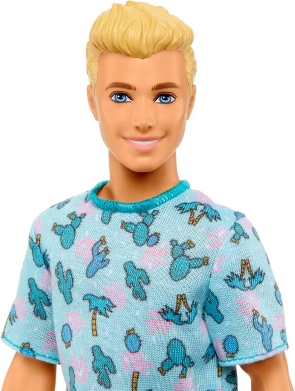 Barbie Fashionistas Ken Fashion Doll #211 with Blonde Hair Wearing Removable Blue Cactus Tee, White Shorts & Sneakers - Image 3