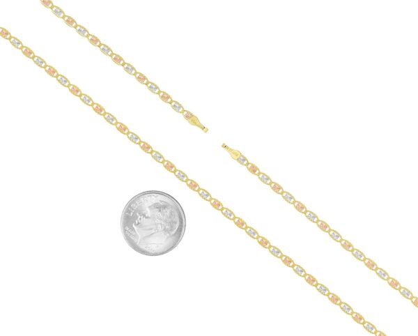 14 Karat Three Tone Yellow Gold/White Gold/Rose Gold Necklace 2,5 mm Width (16"-24") - Image 2