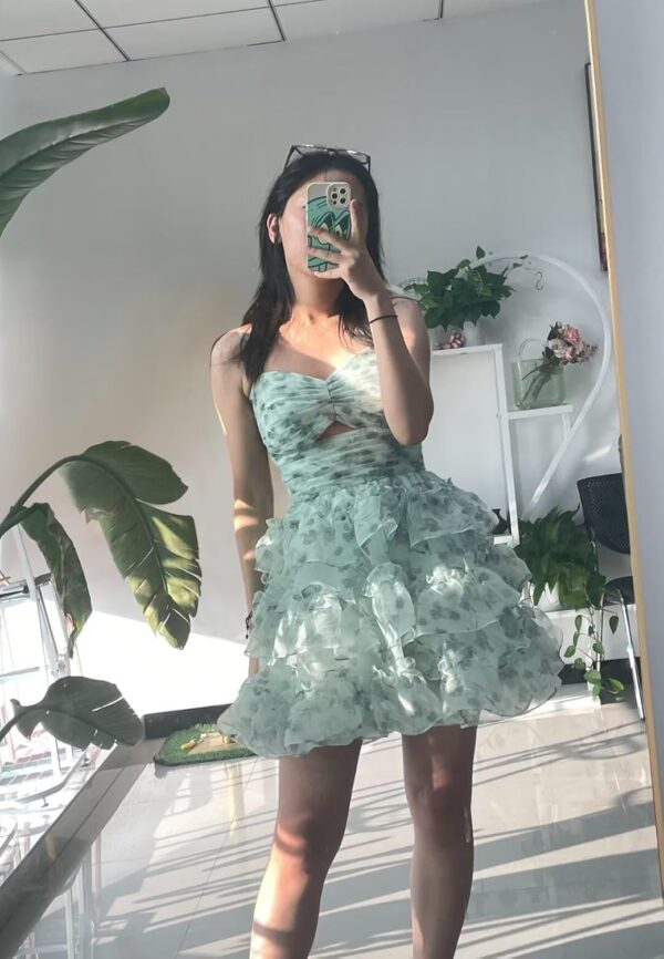 RSOETOO Fairy Homecoming Dresses Short for Teens Flower Embroidery Tiered Puffy Prom Dresses RO157 - Image 2