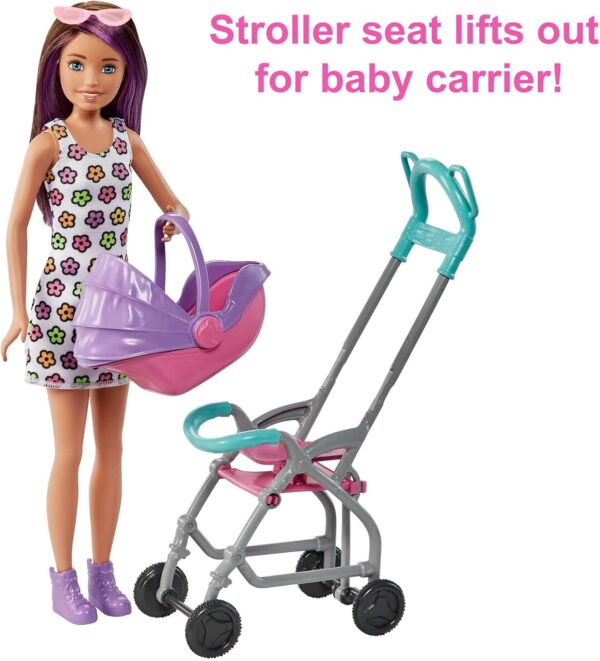 Barbie Skipper Babysitters Inc Playset with Doll, Stroller, Baby Doll & 5 Accessories, Remove Stroller Seat for Carrier - Image 3