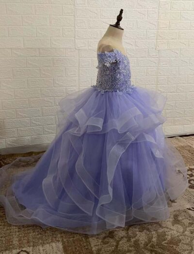 Lace Appliques Puffy Ball Gown Pageant Dress Flower Girl Dresses First Communion Party Gowns - Image 4