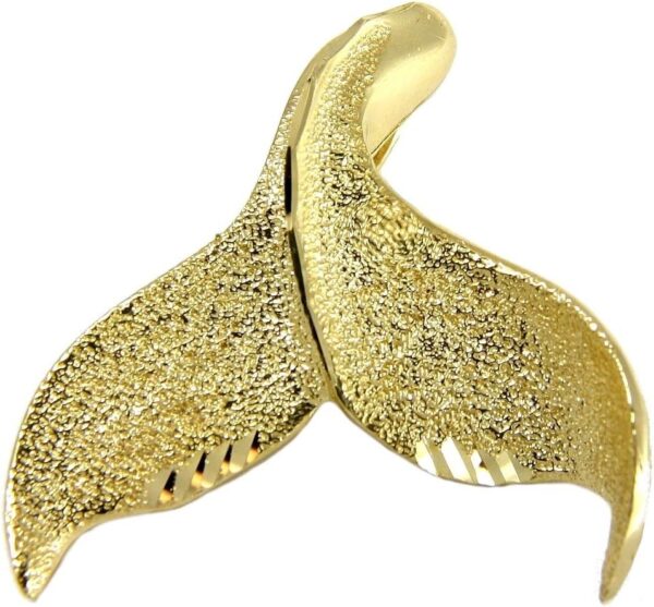 Arthur's Jewelry 14k solid yellow gold Hawaiian diamond cut whale tail slide pendant 24.80mm