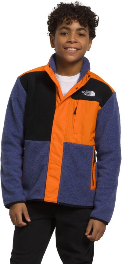 THE NORTH FACE Boy's Forrest Fleece Mashup Jacket (Little Kids/Big Kids) Cave Blue/Mandarin 2XL (18-20 Big Kid)