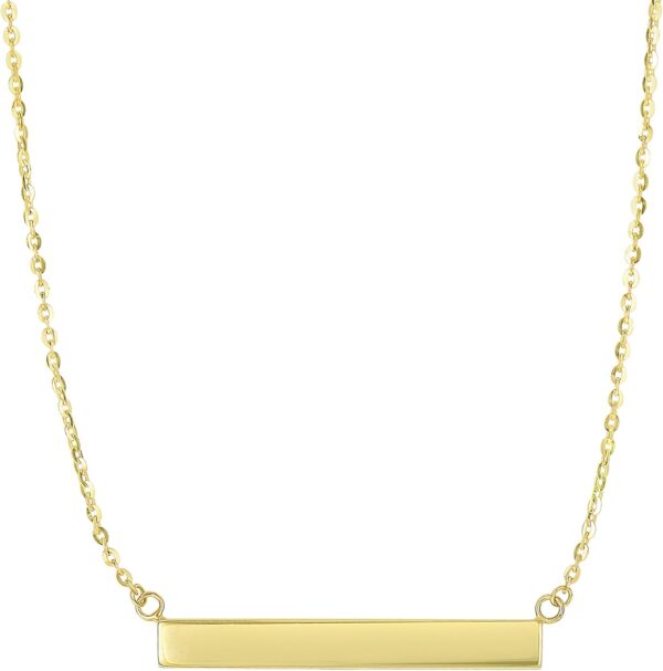 Jewelry Affairs 14k Yellow Gold Engravable Bar Sideways Pendant Necklace, 18"