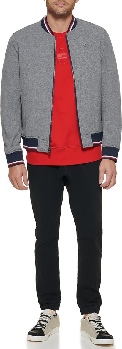 Tommy Hilfiger Men's Lightweight Varsity Rib Knit Bomber Jacket - Image 2