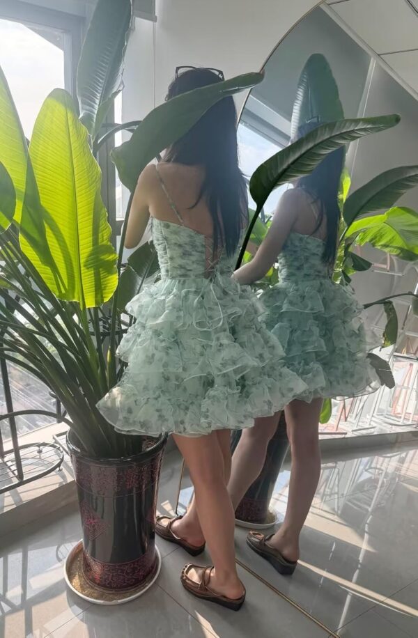 RSOETOO Fairy Homecoming Dresses Short for Teens Flower Embroidery Tiered Puffy Prom Dresses RO157 - Image 3