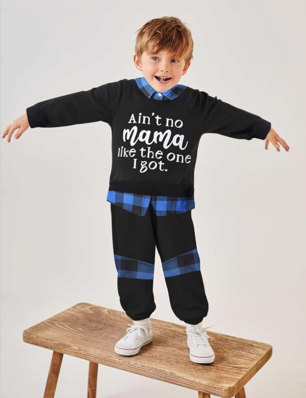 Toddler Boy Clothes Letter Print Plaid Shirts Top+Long Pants 2pcs Fall Winter Outfit Set - Image 2