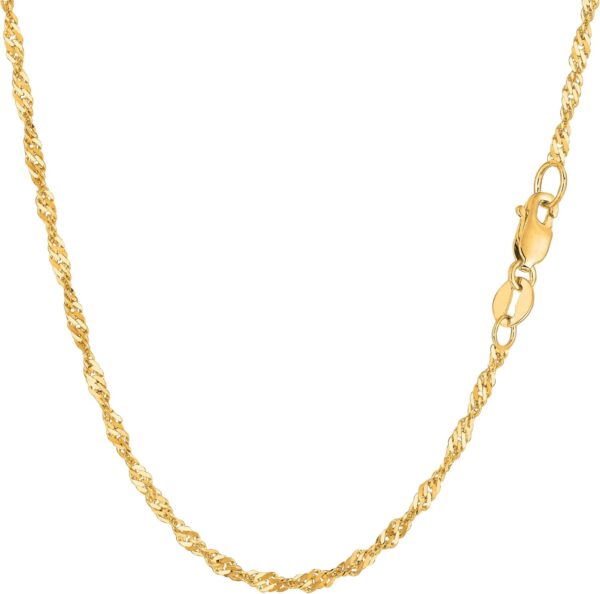 Jewelry Affairs 14k Yellow Gold Singapore Chain Necklace, 2.1mm