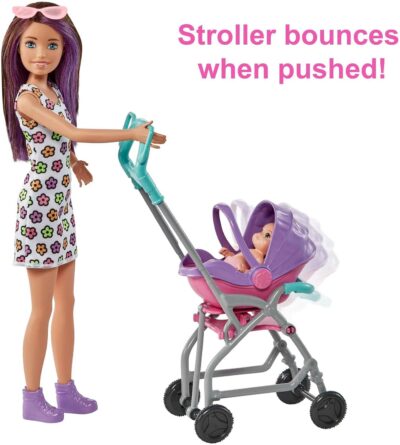 Barbie Skipper Babysitters Inc Playset with Doll, Stroller, Baby Doll & 5 Accessories, Remove Stroller Seat for Carrier - Image 5