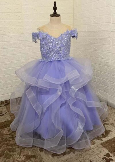 Lace Appliques Puffy Ball Gown Pageant Dress Flower Girl Dresses First Communion Party Gowns - Image 3