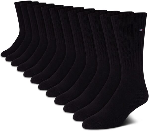 Tommy Hilfiger Men's Crew Socks - 12 Pack Performance Cushion Comfort Crew Socks - Breathable Athletic Socks for Men