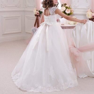 Abaowedding First Communion Dresses Flower Girl Dress Lace Up Communion Dress Ball Gown Girl Dress - Image 4