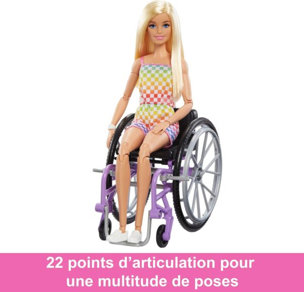 Barbie Fashionistas Doll #194 with Wheelchair & Ramp, Straight Blonde Hair & Rainbow Romper with Accessories - Image 5