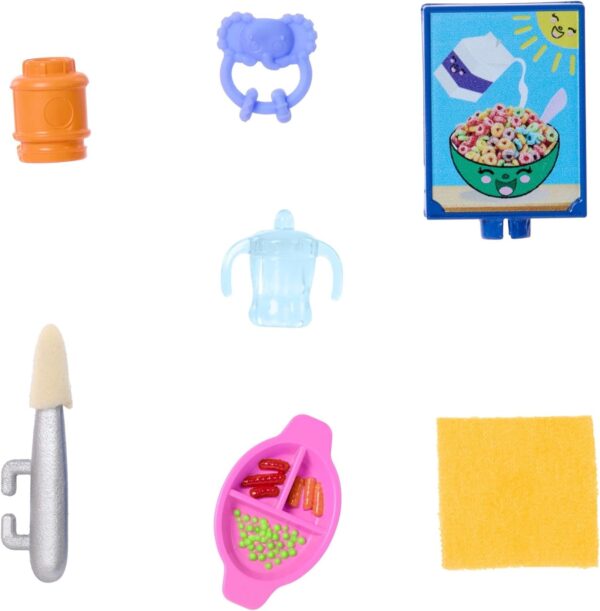 Barbie Skipper Doll & Playset with Accessories, Babysitting Set Themed to Mealtime, Color-Change Toy Play - Image 3