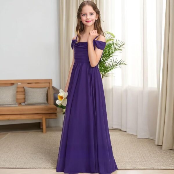 Off The Shoulder Junior Bridesmaid Dresses for Wedding Teens Chiffon Flower Girl Dress Pageant Gown - Image 3