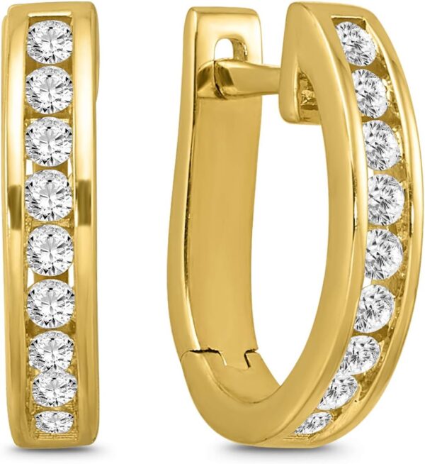 10K Gold or Silver Diamond Hoop Earrings (1/3 cttw, I-J Color, I2 Clarity) - Image 2