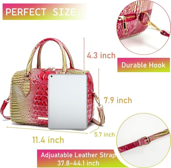 Top-Handle Crocodile Purses For Women Crossbody Leather Bags Trendy Large Capacity Tote with Shoulder Strap - Image 3