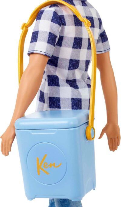 Barbie Doll & Accessories, It Takes Two Camping Set with Cooler, Map & More, Blonde Ken Doll with Blue Eyes in Plaid Shirt - Image 3