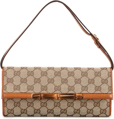 Gucci Women's Pre-Loved Bamboo Bar Clutch Bag, GG Canvas