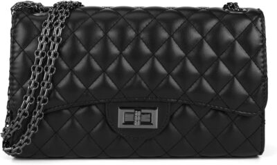 Gladdon Quilted Crossbody Bags for Women Leather Ladies Shoulder Purses with Chain Strap Stylish Clutch Purse